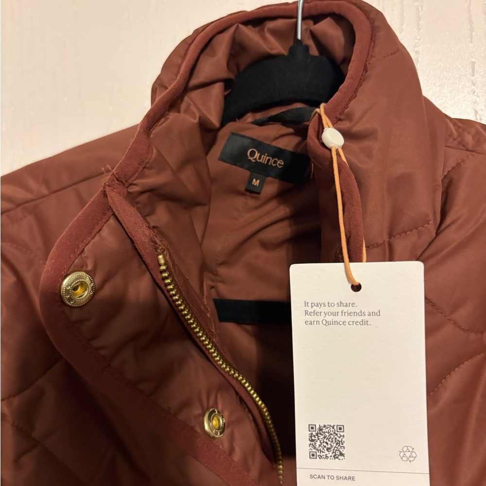 NWT Quince Women Featherless Quilted Long Puffer Jacket Redwood Brown M - Picture 5 of 11